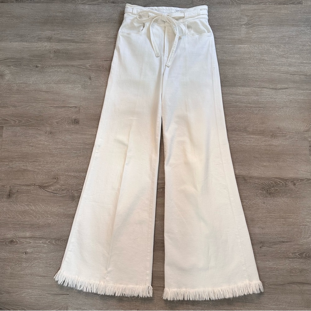 Frame Denim White High-Rise Wide Leg Pants